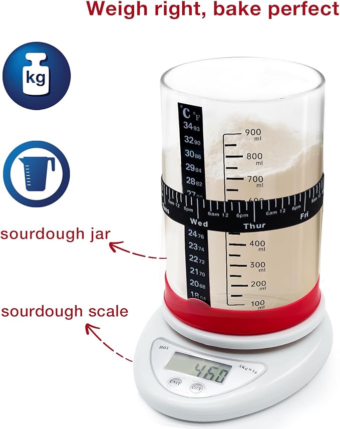 Complete Sourdough Starter Kit with 34oz Glass Jar, Digital Scale, 2 Banneton Baskets & Essential Tools | All-in-One Sourdough Bread Baking Supplies for Beginners & Pros