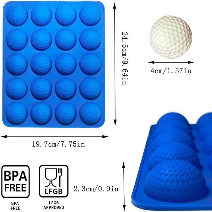 Silicone Golf Ball Cake Pop Mold - 40-Cavity Golf Ball Chocolate Molds for Cake Decorations, Hot Chocolate Bomb, Jelly, Pudding, Gelatin Molds