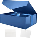 HAPPY POTATO Large Easter Gift Box withLid and Ribbon 11.5x8.1x3.8 Inches, Groomsman Proposal Box, Magnetic Blue Gift Box for Presents (Glossy Blue)