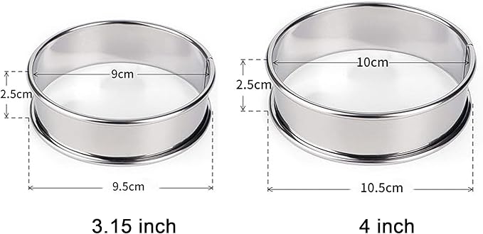 HLMOptimo English Muffin Rings, Stainless Steel Crumpet Rings, 6 Pcs Nonstick Metal Round Ring Molds with Silicone Oil Brush (3.15 inch)