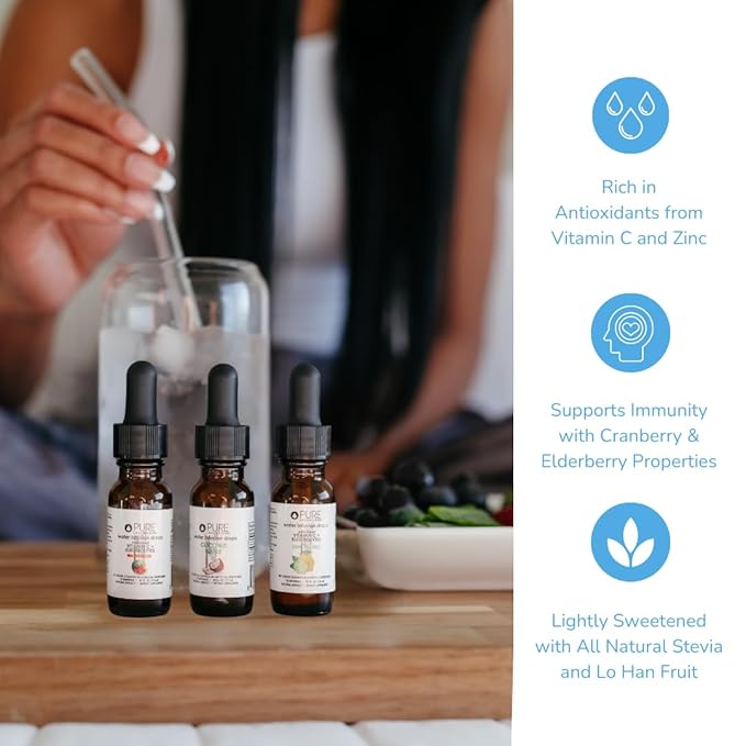 Pure Inventions - Coconut Water, Lemon Lime & Watermelon Water Infusion Drops - Antioxidants, Vitamin C & Electrolytes - Health & Wellness - Immunity Support -Sugar Free, Zero Calorie -12 Servings ea.