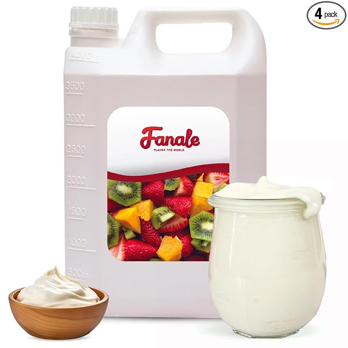 Fanale Premium Flavoring Concentrated Syrup for Bubble Tea 11 lb | Yogurt Flavor Syrup | for Boba Tea, Smoothies, Slushes, Desserts | 11lb | Pack of 4 | SRP180-CS