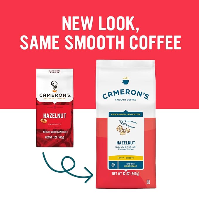 Cameron's Coffee Roasted Ground Coffee Bag, Flavored, Hazelnut, 12 Ounce