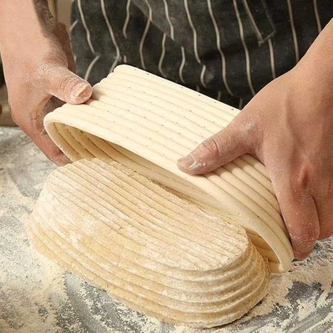 Banneton Bread Proofing Basket, 2 Pack 10 Inch Oval Sourdough Proofing Basket, Sourdough Bread Baking Supplies for Making Baking Fermentation Food Storage Tools