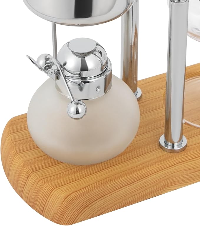 Balance Siphon Coffee Maker, Coffee Brewer Vintage Coffee Maker with Alcohol Burner Bottle and Measuring Cup Spoon, 400ml Gravity Coffee Maker for Personal Kitchens Coffee Shops (Silver)