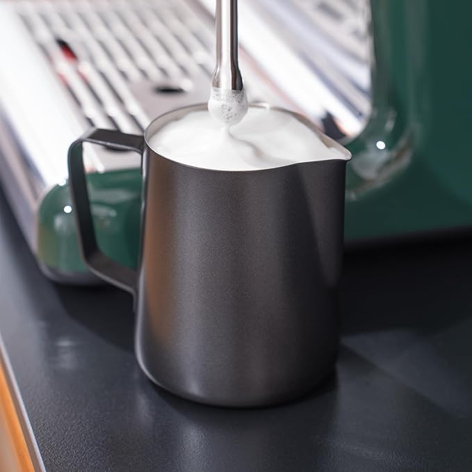 2 Pack Matte Black Milk Frothing Pitcher, 12oz/350ml & 20oz/600ml Espresso Steaming Pitcher, Stainless Steel Milk Frother Steamer Cup, Perfect for Espresso Coffee Cappuccino Latte Art