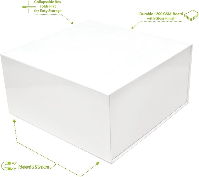 Prime Line Packaging Christmas Gift Boxes with Lids for Presents, Holiday Gift Boxes, Large White Gift Box for Small Business, Weddings, Birthdays, Storage, Bulk, 12x12x6, 15 Pack