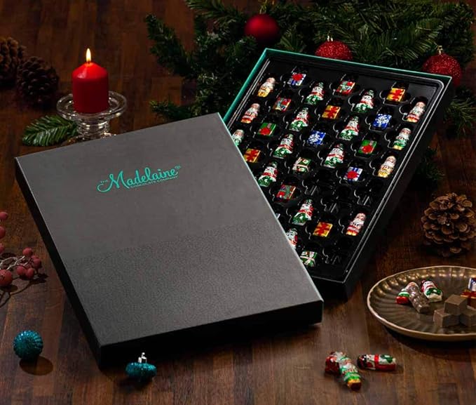 Premium Madelaine Chocolate Gift Box - 45 Assorted Pieces - Rich & Creamy Solid Milk Chocolates - Best Corporate Holiday Gift - Great for Teachers & Coaches - Whimsical Holiday Themed Foil Wrappers