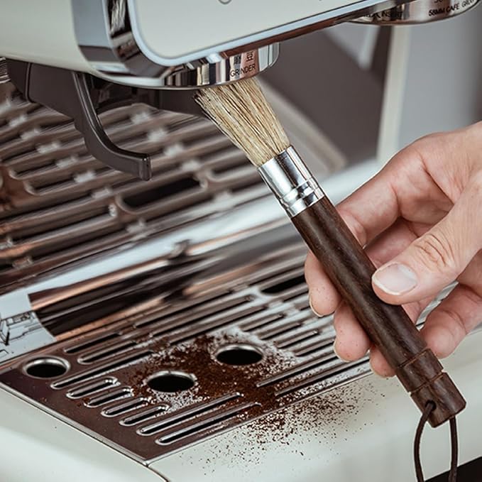 2 PACK Coffee Grinder Cleaning Brush, Espresso Maker/Machine Cleaner Tool for Camping Home Kitchen Barista, Leather Hanging