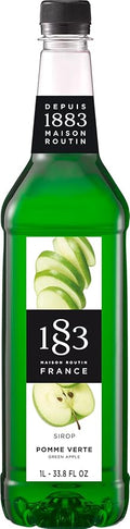 1883 Green Apple Syrup for Drinks, Made in France, 1 Liter Plastic Bottle