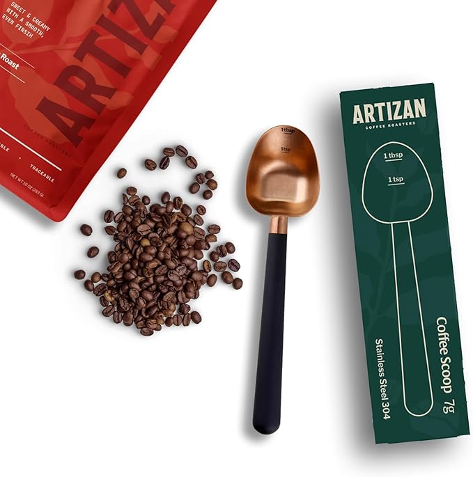 Artizan Coffee Roaster Long Handle Stainless Steel Copper Spoon - Scoop for Measuring Coffee, Tea & More 7G