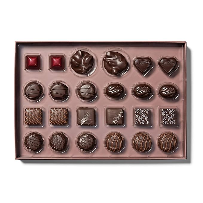 Ethel M Chocolates Premium Dark Chocolate Collection Chocolate Gift Box Candy Assortment, 24 Pieces of Creamy, Smooth and Rich Chocolate Gems
