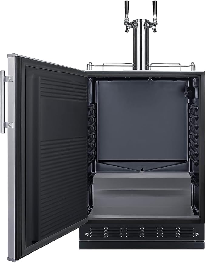 Summit Appliance 24" Wide Cold Brew Coffee Kegerator/Refrigerator Combo, Black Interior, Caster Wheels, Residential/Commercial Use (LHD, Cold Brew Coffee)