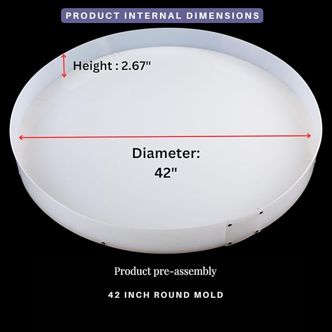 Resin Mold Large Round Deep -Kalinta 42inch Reusable Epoxy Round Molds for Resin Clock, Serving Tray Board, End Table，Floral Preservation Bouquet