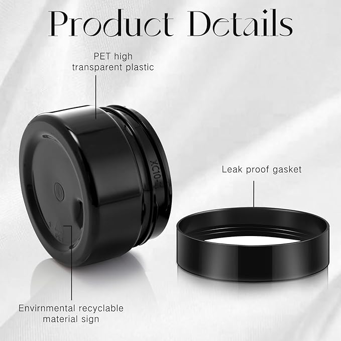 Patelai 4 Pieces Round Wide-mouth Leak Proof Plastic Container Jars with Lids for Travel Storage Makeup Beauty Products Face Creams Oils Salves Ointments DIY Making(1 Ounce,Pure Black)