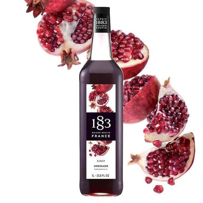 1883 Pomegranate Syrup for Drinks, Made in France, 1 Liter Glass Bottle
