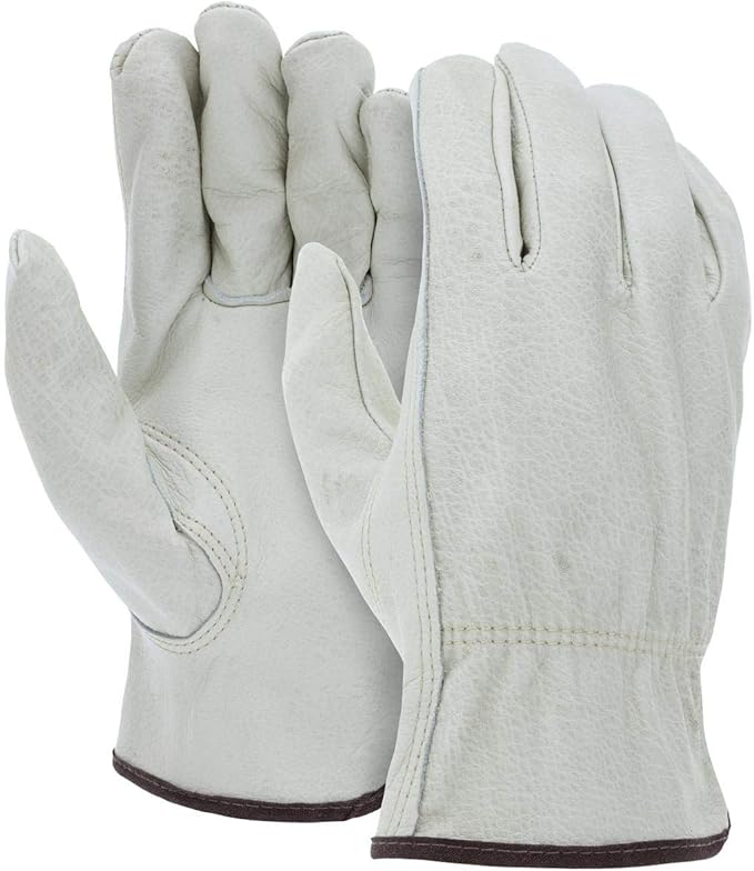 ATERET 120 Pairs Medium Heavy Duty Durable Cowhide Leather Work Gloves I Driver Gloves for Truck Driving, Warehouse, Gardening, Farming