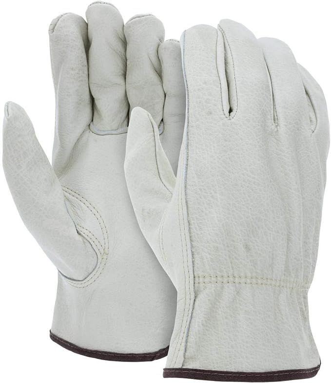 ATERET 24 Pairs Large Heavy Duty Durable Cowhide Leather Work Gloves I Driver Gloves for Truck Driving, Warehouse, Gardening, Farming