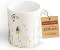 Maison d' Hermine Coffee Mug with Handles Fine Bone China Mugs Pack of One Tea Cups for Hot Beverages Cappuccino Latte Home Restaurant Office Perfect for Gift (Botanical Fresh - Meadow, 15 Ounce)