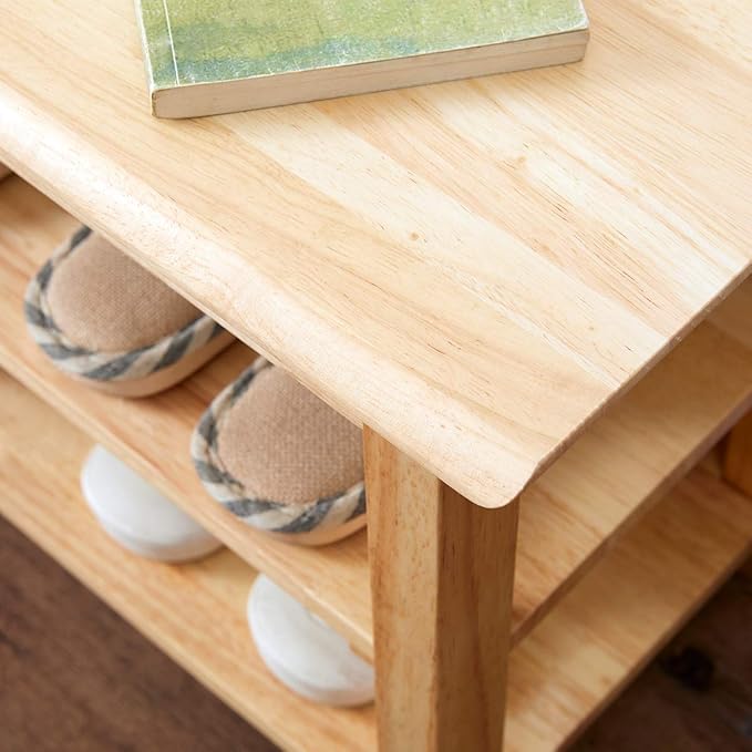 XKZG Storage Bench Wooden Shoe Rack Bench Simple Style Wood Entryway Bench (Natural,39.4")