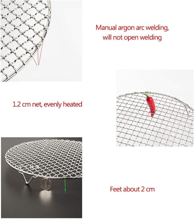 8.3" Round Cooling Rack Baking 304 Stainless Steel Versatile Steaming Grilling Fit Air Fryer,Cake Pan, Oven