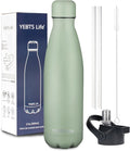 Insulated Water Bottle, 17oz Stainless Steel Water Bottles with straw lid, Metal Sports Water Bottles for Boys,Girls, Double Wall Vacuum BPA-Free Flask for School, Sports (Matcha Green)