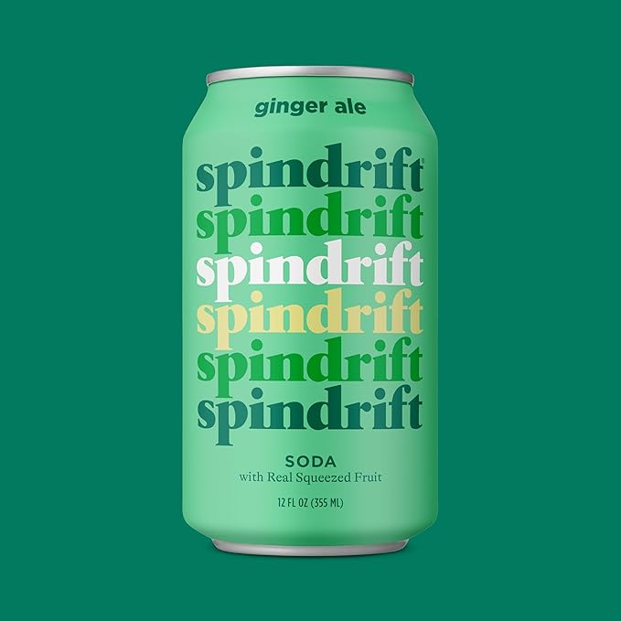 Spindrift Soda Ginger Ale Soda Made with Real Squeezed Fruit 12 Pack Case