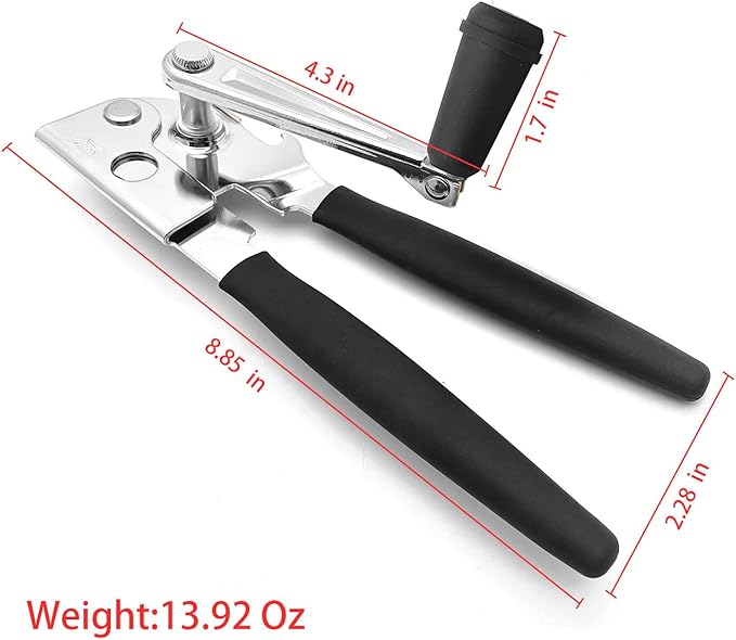 Crank Can Openers Manual,Heavy Duty Commercial Can Opener with Rubber-coated Long Handles