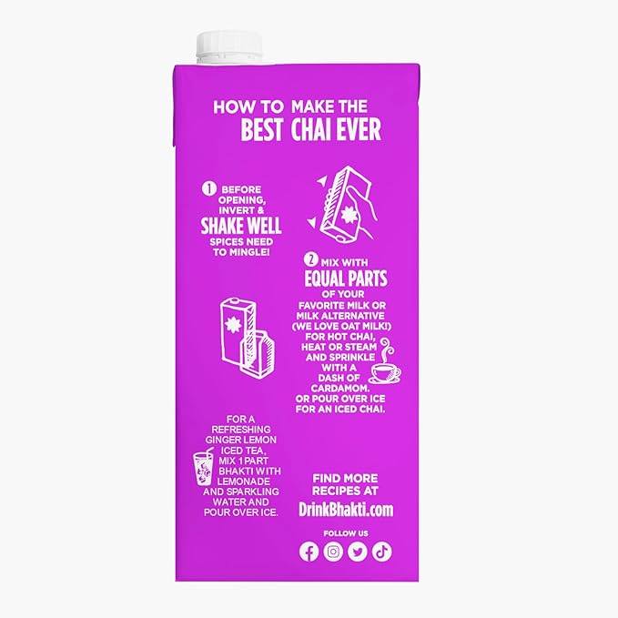 Bhakti Chai Tea Concentrate | Sugar-Free, Fresh Organic Ginger, Black Tea, Spiced, Dairy-Free, Vegan (Pack of 6)