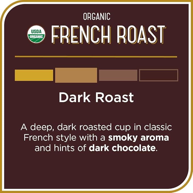 Don Francisco's Organic French Roast Whole Bean Coffee, Dark Roast – 100% Arabica, 18 oz Bag, Premium Coffee for Drip, Pour Over and French Press