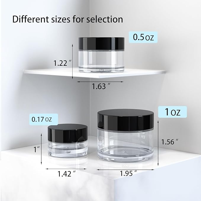 Travel Size Containers for Toiletries, 3 Size 0.17/0.5/1 OZ Small Cosmetic Jars for Makeup Face Creams Moisturizer Lotion, with 2 Pieces Mini Spatulas for Gift (6 Pieces)