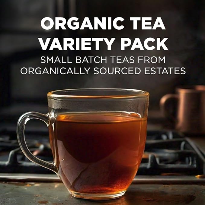 Maud's 9 Blend Organic Tea Pods Variety Pack, 48 ct, 9 Assorted Flavors, Recyclable Single Serve Pods –100% Gourmet Blended Tea Leaves, Compatible with Keurig K Cups Maker