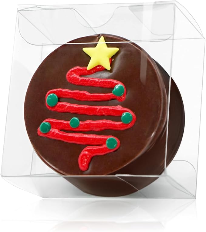 100pcs Clear Macaron Boxes Chocolate Covered Ore Cookie Boxes 2.17" x 2.17" x 1.38" Clear Favor Box Treat Pastry Box for Christmas Birthday Wedding