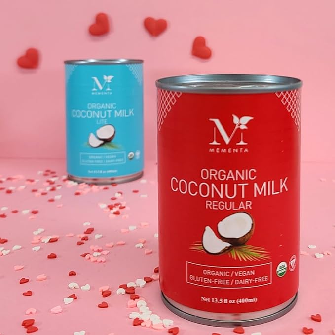 Mementa Inc Organic Coconut Milk Regular 18% - Dairy Free, Plant Based Vegan Milk, Lactose Free - 13.5 Fl Oz (Pack of 3) - Ideal for Cooking and Baking