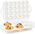 Silicone Muffin Pans for Baking, Metal Reinforced Frame Jumbo 6 Cups & Mini 24 Cups Cupcake Pan Nonstick Muffin Pan for Homemade Baking Easy to Handle