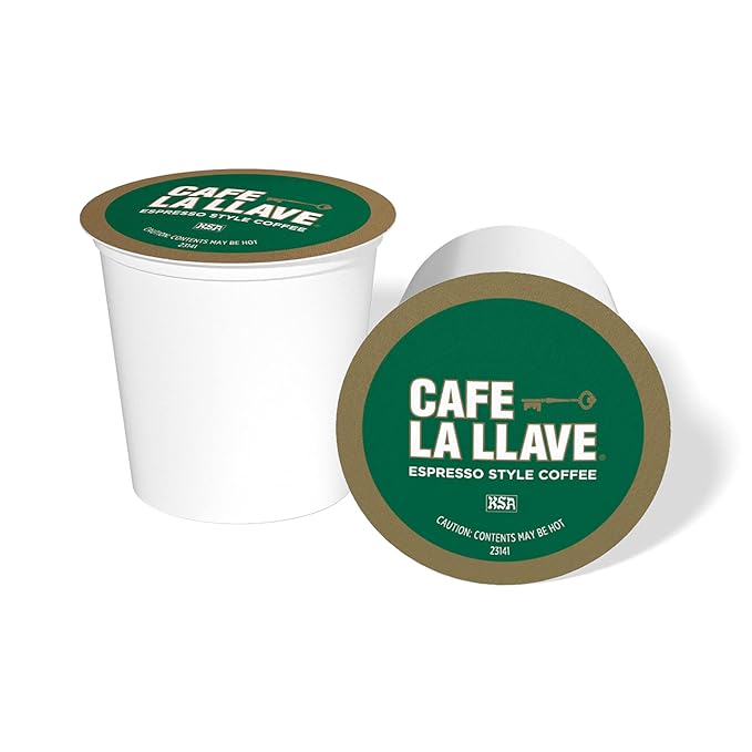 Cafe La Llave Espresso-Style Dark Roast Coffee Pods for Keurig K-Cup Brewers - Bold, Rich Flavor - 55 Count Single Serve Recyclable Capsules- Family Crafted