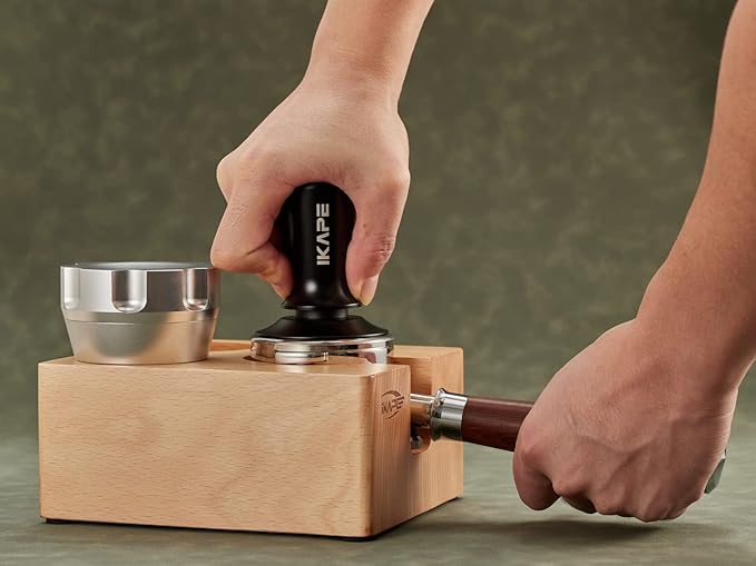 IKAPE 58.35mm Espresso Tamper, Premium Barista Coffee Tamper with Calibrated Spring Loaded, 100% Stainless Steel Base Tamper Compatible with Espresso Machine Rancilio, Gaggia Bottomless Portafilter