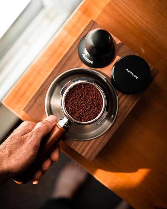 Normcore 58.5mm Coffee Distribution Tool - Espresso Coffee Leveler Tool for 58mm Portafilter - Barista Espresso Accessories - Adjustable Depth - Stainless Steel base - Distributor Stand