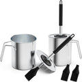 Geesta Adjustable Sauce Pot and Basting Brush Set, Long Stainless Steel Basting Brush for Cooking, Smoking, Fathers Day Grilling Gifts for Men Smoker Accessories, Large Capacity Grilling Tools, 2 Pack