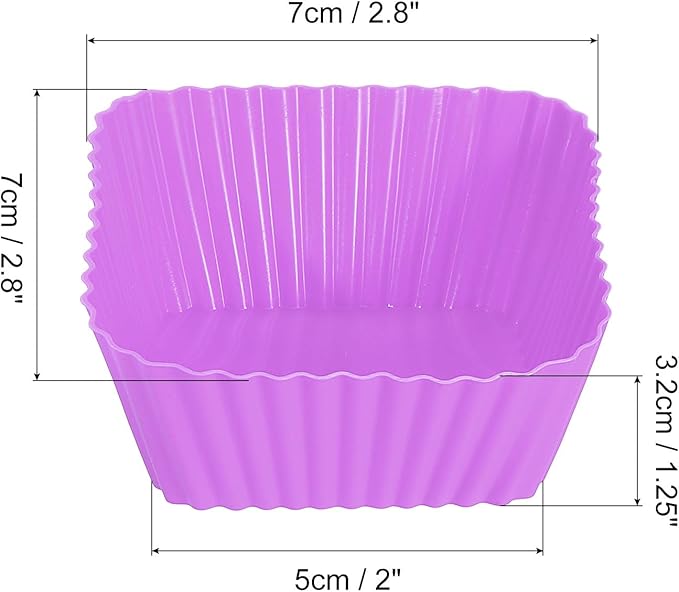 uxcell 18Pcs Silicone Square Baking Cups, Purple, Reusable, for Birthday Parties & Celebratory Events