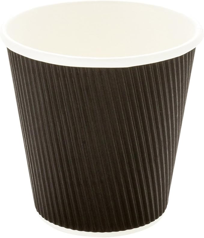 Restaurantware 8 Ounce Disposable Cups Pack of 25 Double Wall Hot Cups–Lids Sold Separately, Designed with a Rippled Wall and Black Paper Insulation, Ideal for Coffee, Hot Chocolate, and Tea