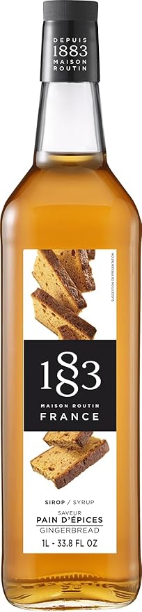 1883 Gingerbread Syrup for Coffee & Drinks – 1 Liter (33.8 fl oz) Glass Bottle