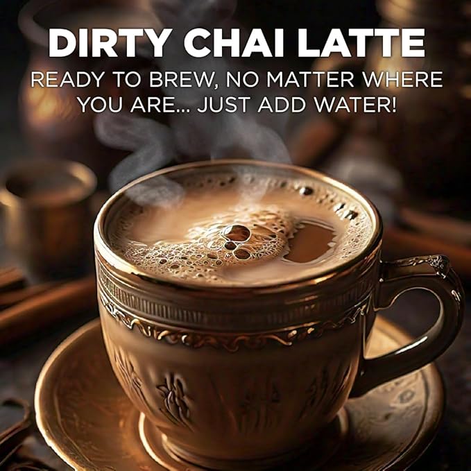 Maud's Espresso Chai Tea Latte Instant Packets, 16 ct, 100% Gourmet Blended Tea Leaves, Instant Hot or Iced Latte - Just add water