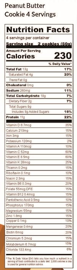 Plus Nutritional Cookies – Premium Peanut Butter | 24 Vitamins & Minerals, 10g Protein, 2g Fiber | Soft-Baked Complete Nutrition Cookie for Adults | Meal Replacement Snack | 12 Servings (24 Cookies)