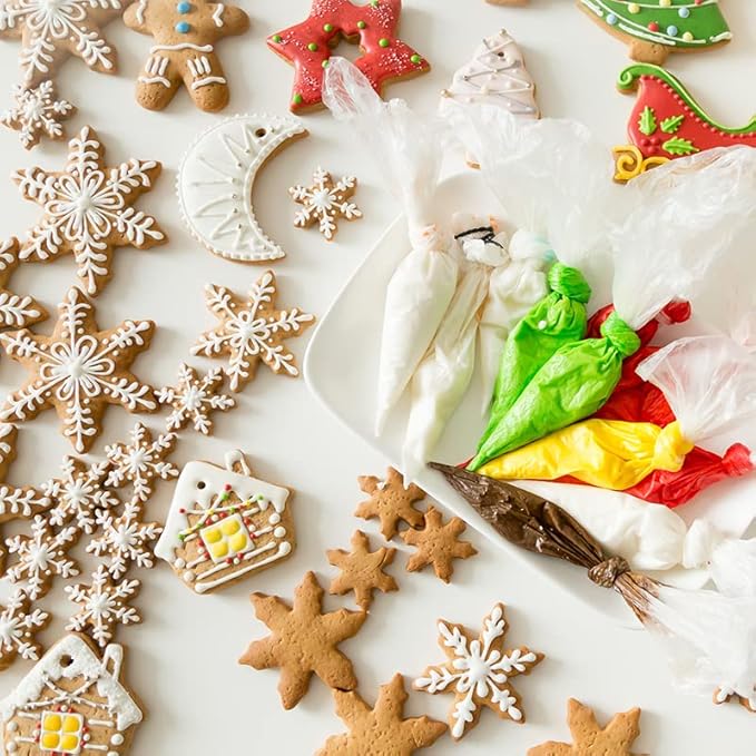 Large Christmas Cookie Cutters,4" Holiday Sturdy Molds thickened Stainless Steel with Recipe Instruction,Snowman, Christmas tree, elk, snowflake.