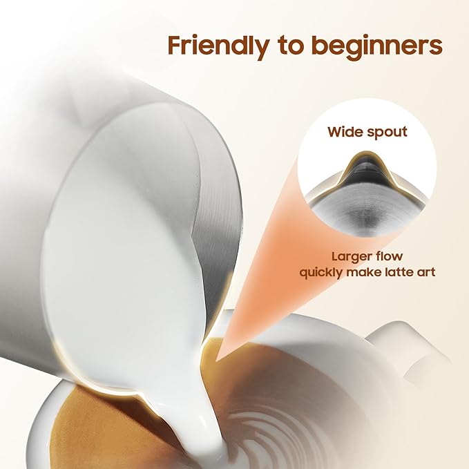 MHW-3BOMBER Milk Frothing Pitcher - 20oz/600ml Milk Frother Cup with U-Shaped Spout - SUS 304 Steaming Pitcher - Cappuccino Latte Art Cup for Barista - Quadrilateral Body - P5185-OS