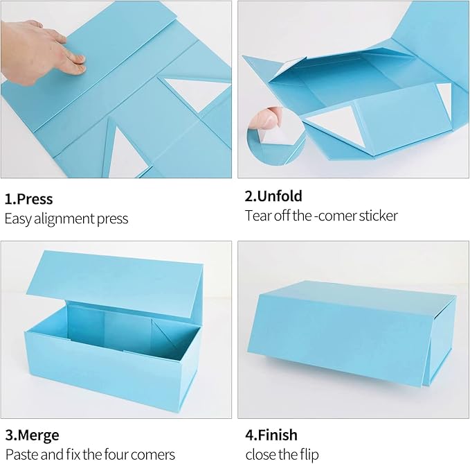 Blue Gift Box 10" x 6" x 3" with Magnetic Closure Lid Gifts Boxe for Presents,Bridesmaid Gifts Boxes,Cute Box,Birthday Gift Boxe,Luxury for Gifts Packaging, Magnetic Gift Box for Wrapping Gifts (Blue)