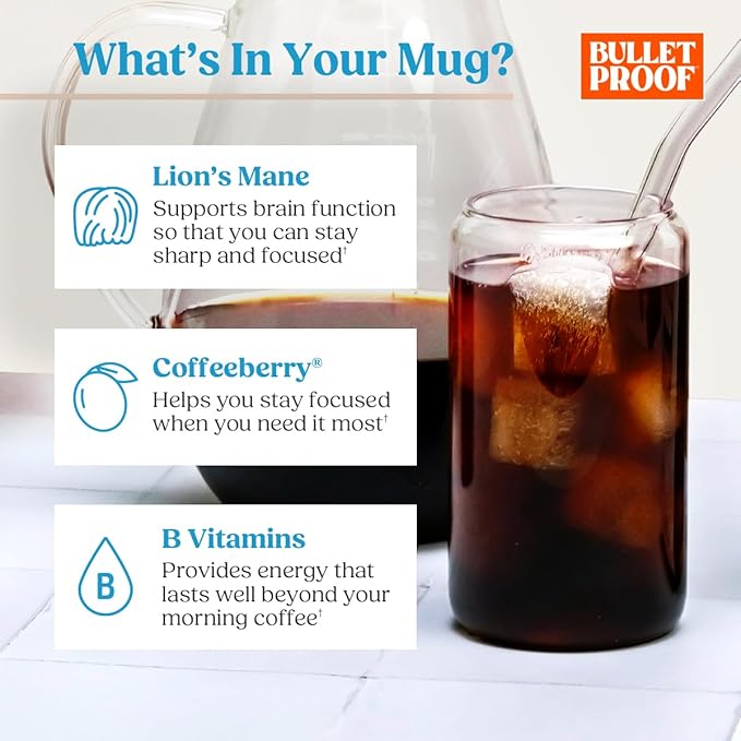 Bulletproof The High Achiever Course Ground Cold Brew Coffee, 10 Ounces, Medium-Dark Roast Enhanced Coffee with Lion's Mane Mushroom, B Vitamins, and Adaptogens for Energy and Focus