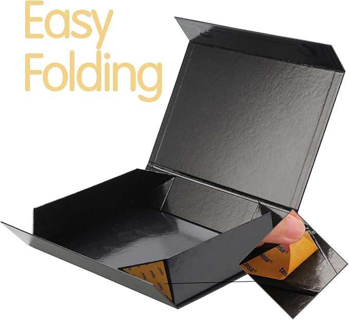 Gift Box Black, 11x7.8x2.3 Inches with Magnetic Closure, Shirt Gift Box with Lid
