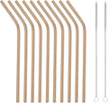 10 Pcs Stainless Steel Straws, Reusable Drinking Straws, Bent Metal Straw Sets with 2 Pcs Cleaning Brushes (Rose Gold, 10.5 Inch)